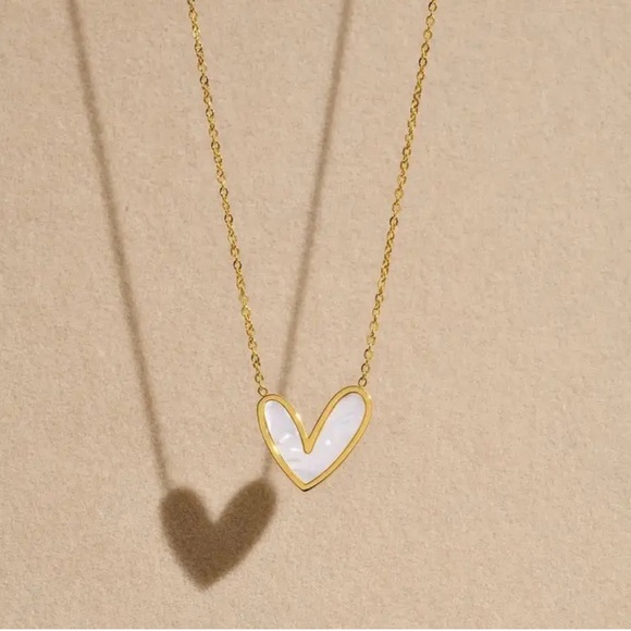 Source Unknown Jewelry - Ashley Mother of Pearl Gold Heart Pendant Necklace, New